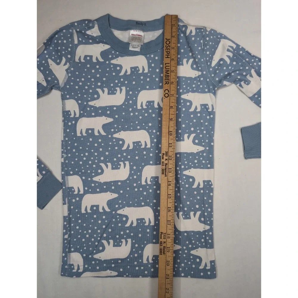 Hanna Andersson US 12 Snowy Polar Bear 2pc pajama set Blue White Organic Cotton